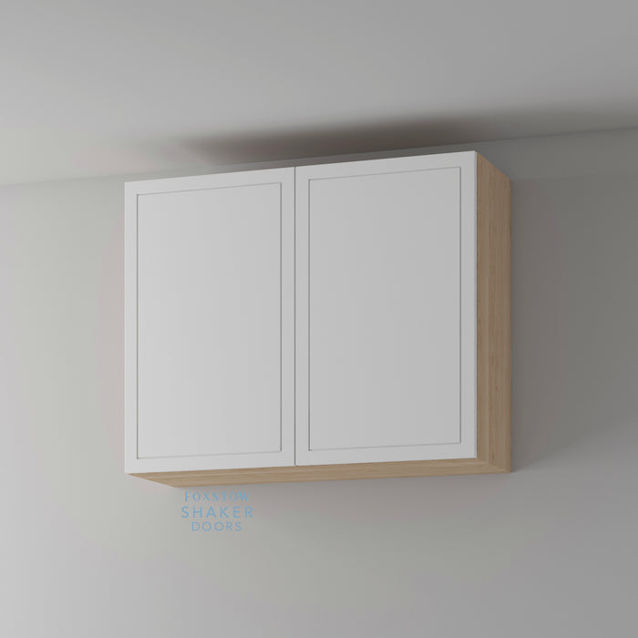 Primed, Imitation Frame Kitchen Door and Natural Oak Cabinet
