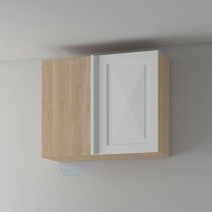 Primed, Shaker Kitchen Door with Diamond Panel and Natural Oak Cabinet