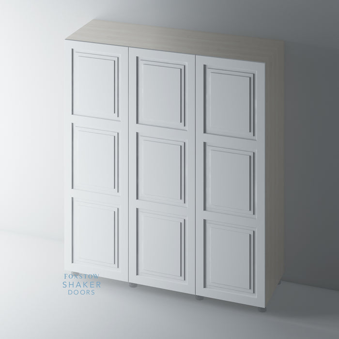 Primed 3 Panel Shaker Stepped Panel Wardrobe Doors for IKEA PAX