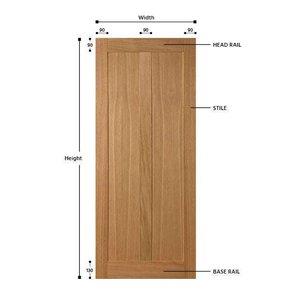 2 Vertical Panel Oak Shaker Door
