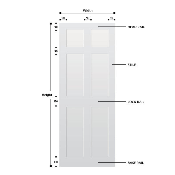 6 Panel Primed Hardwood Shaker Door