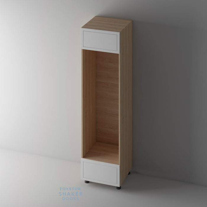 Primed, Imitation Frame Kitchen Door and Natural Oak Cabinet