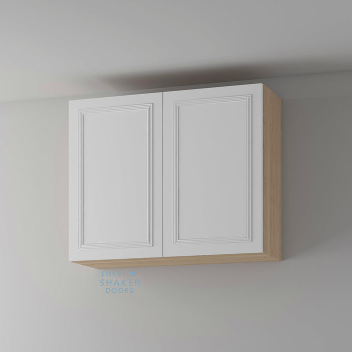 Primed, Flat Reed Moulding Kitchen Door and Roble Oak Cabinet