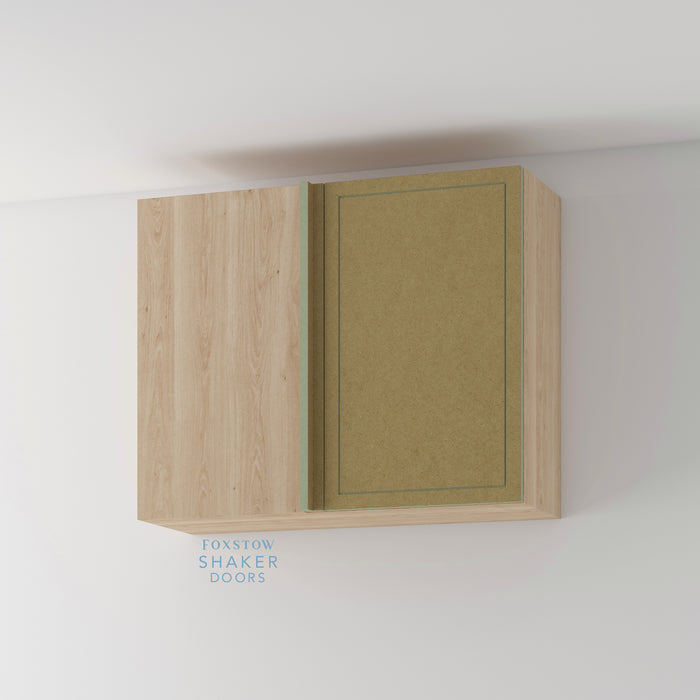 Bare, Imitation Frame Kitchen Door and Natural Oak Cabinet