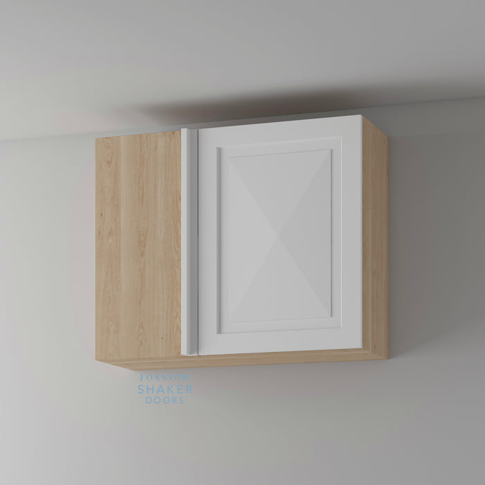 Primed, Shaker Kitchen Door with Diamond Panel and Natural Oak Cabinet