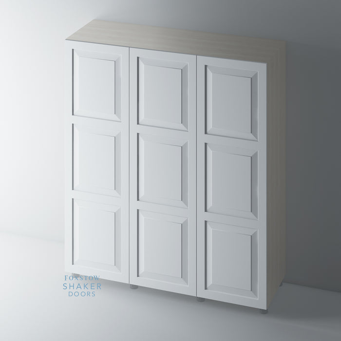 Primed, 3 Panel Raised Panel Shaker Wardrobe Door