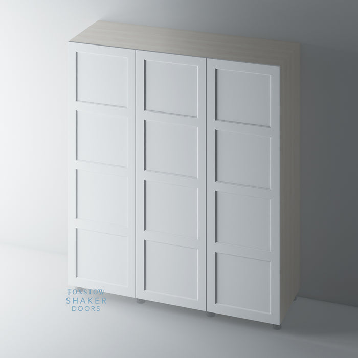 Primed, 4 Panel Shaker with OVOLO Wardrobe Door
