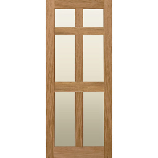 Solid Oak internal door with 6 glazed panel