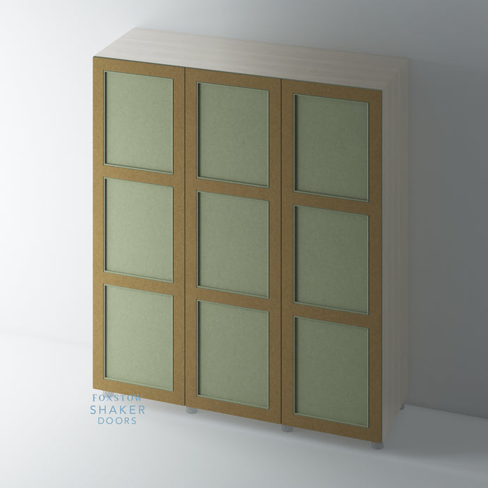 Bare, 3 Panel Shaker Wardrobe Door with STAFF BEAD Mouldings