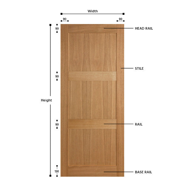3 Panel Oak Shaker Door