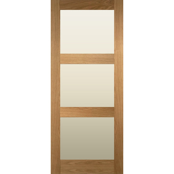 Internal door, interior door, glazed 3 panel shaker, solid oak