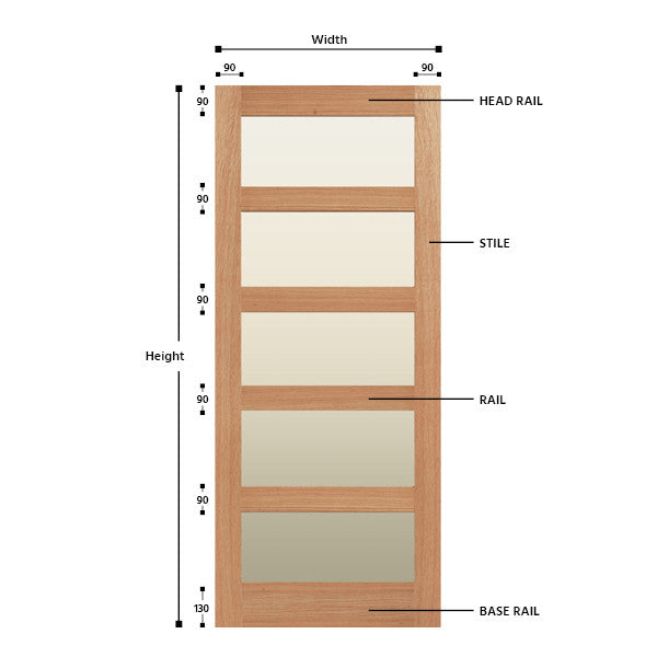 Glazed 5 Panel Solid Oak Shaker Door