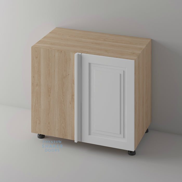 Primed, Stepped Panel Shaker Kitchen Door and Natural Oak Cabinet